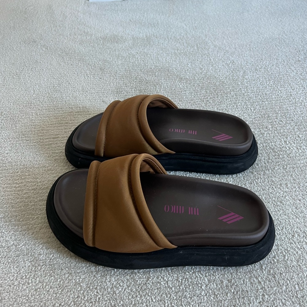 The attico padded satin platform slides